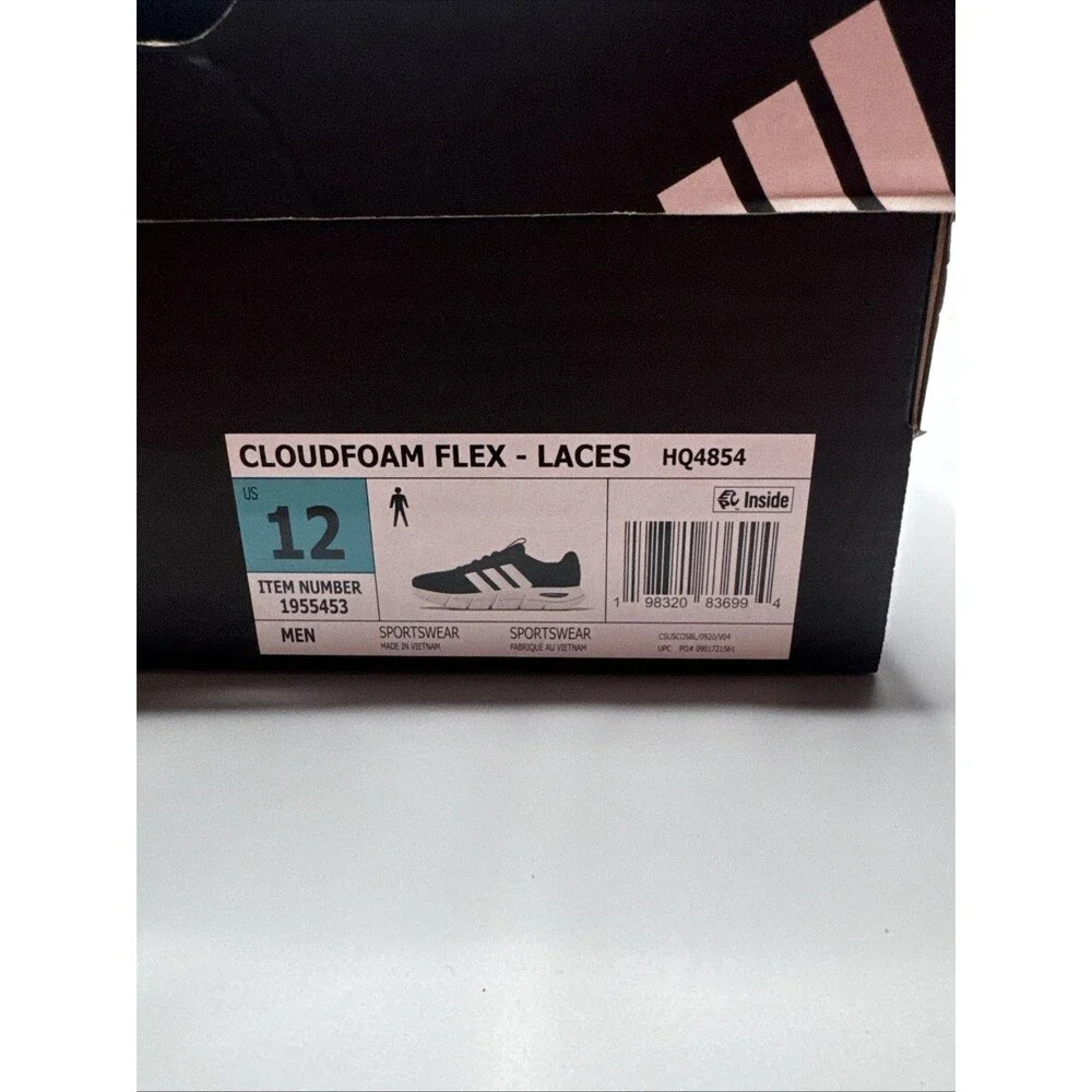 Adidas Cloudfoam Flex - Laces Walking Sneakers Black / White Men 12 Wide HQ4854